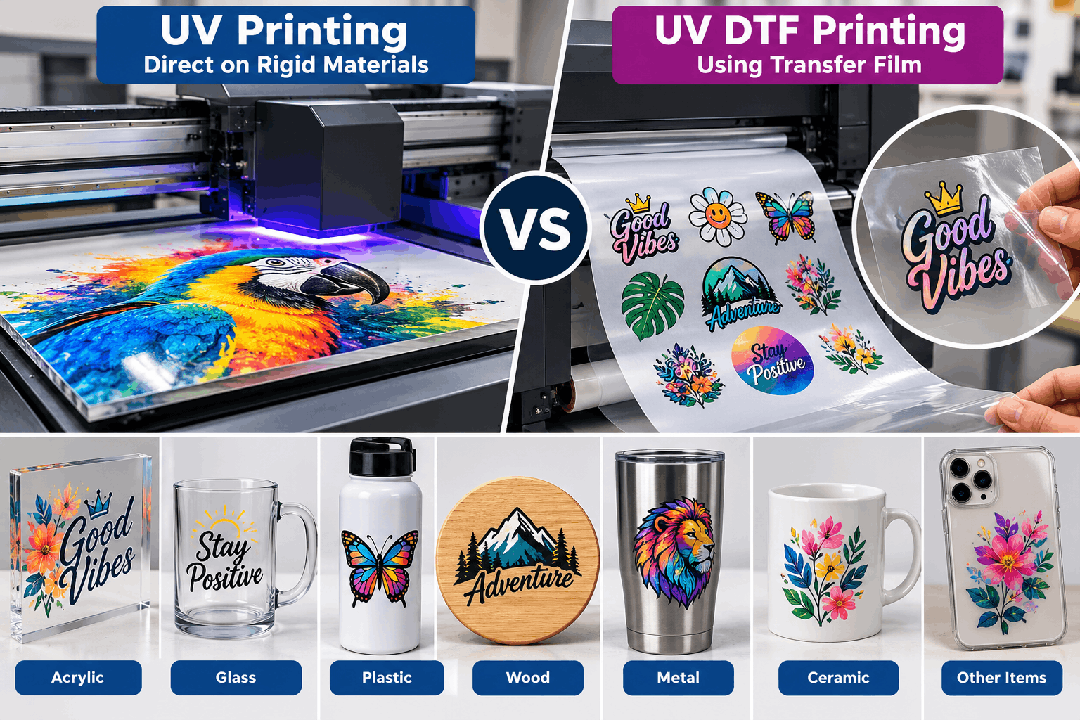 Impressão UV vs UV DTF: Quando Usar Cada Método?